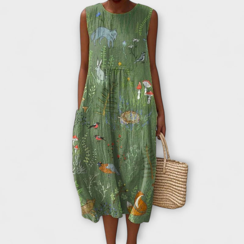 Lila - Alltags-Midi-Kleid