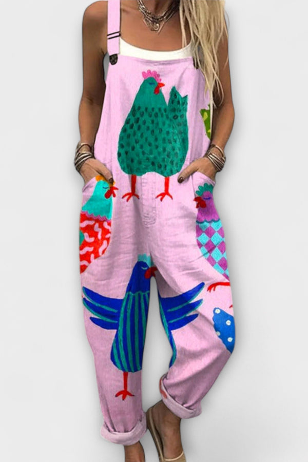 Birdie - Latzhose mit Hühnern und verspielten Vögeln
