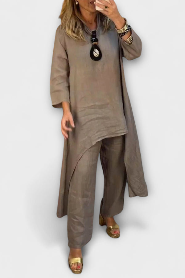 Tabea - Leinen Anzug mit Rundhalsausschnitt