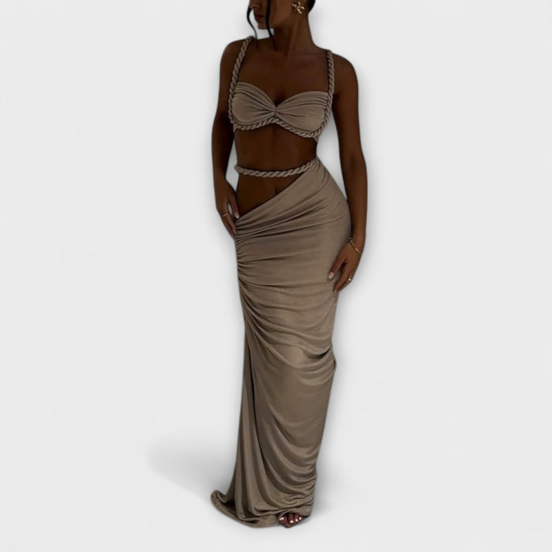 Jane - Schickes Gradient Zopf Crop Top & Overskirt Duo