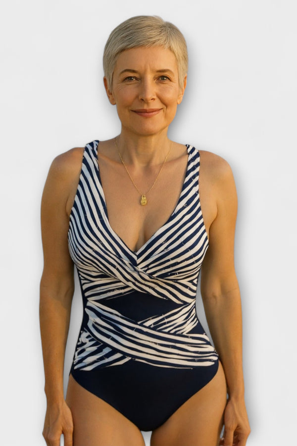 Diane - Gestreifter Crisscross Schwimmanzug