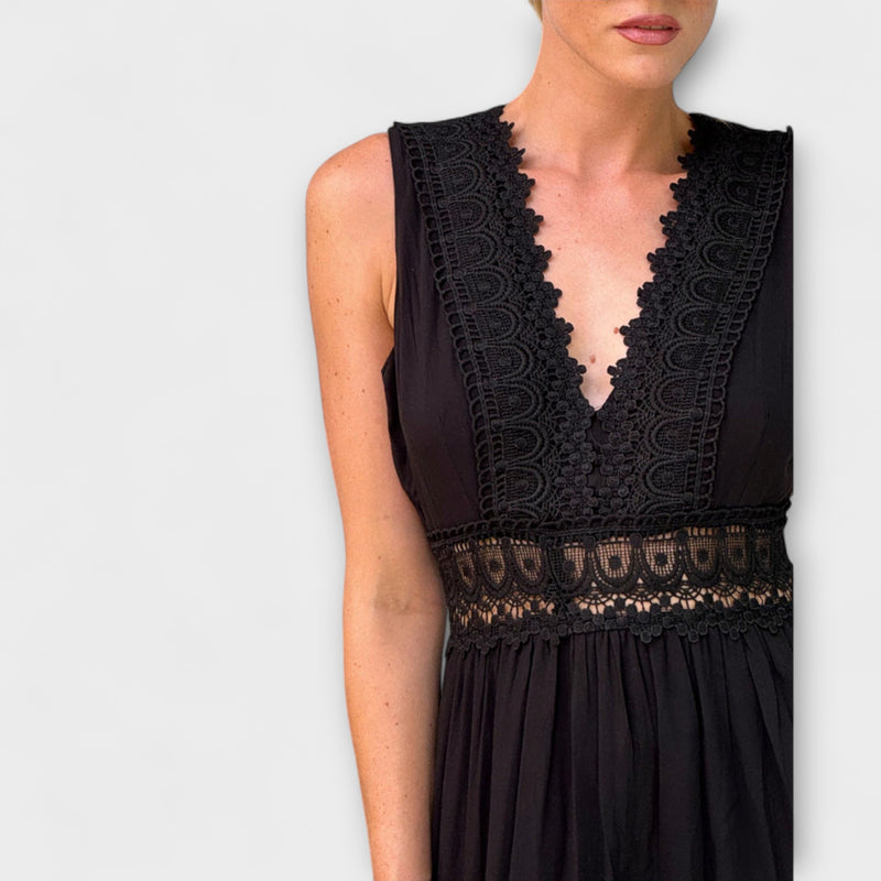 Ninfea  Ärmelloses Boho-Midikleid mit Spitzenakzenten