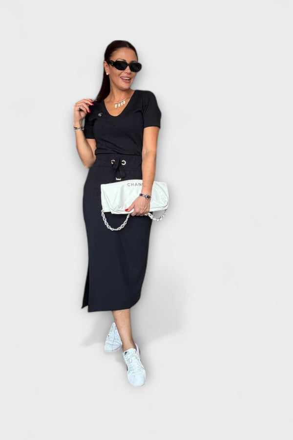 Danielle - Elegantes V-Ausschnitt Top mit Rock