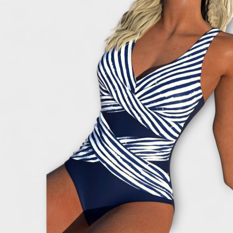 Diane - Gestreifter Crisscross Schwimmanzug