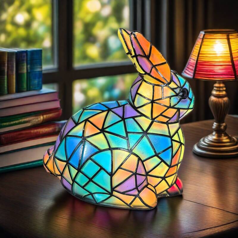 Clochette - Bunte Glaslampe in Kaninchenform