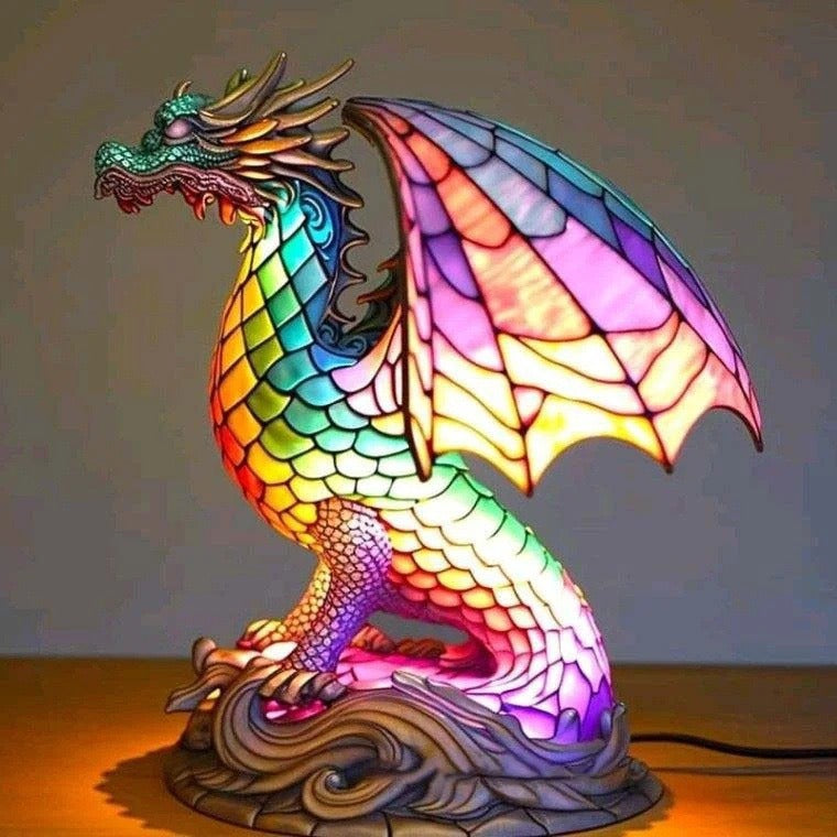 Ignis - Bunte Glas-Drachenlampe