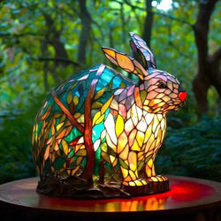 Lapinou - Farbenfrohe Glaskaninchenlampe